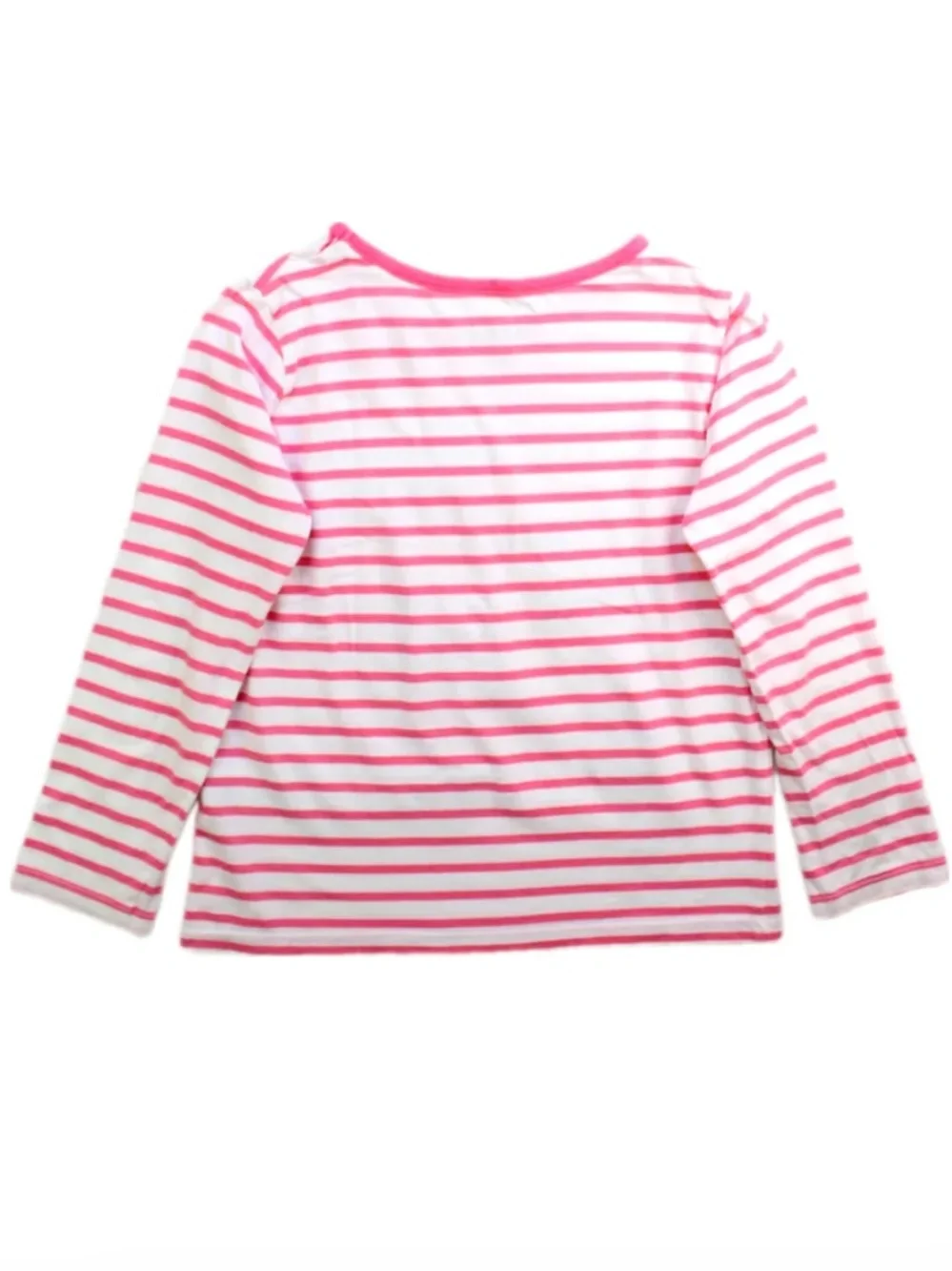 Mini Boden Girls' Pink Stripe Dachshund Applique Long-Sleeve Top Size 9-10Y